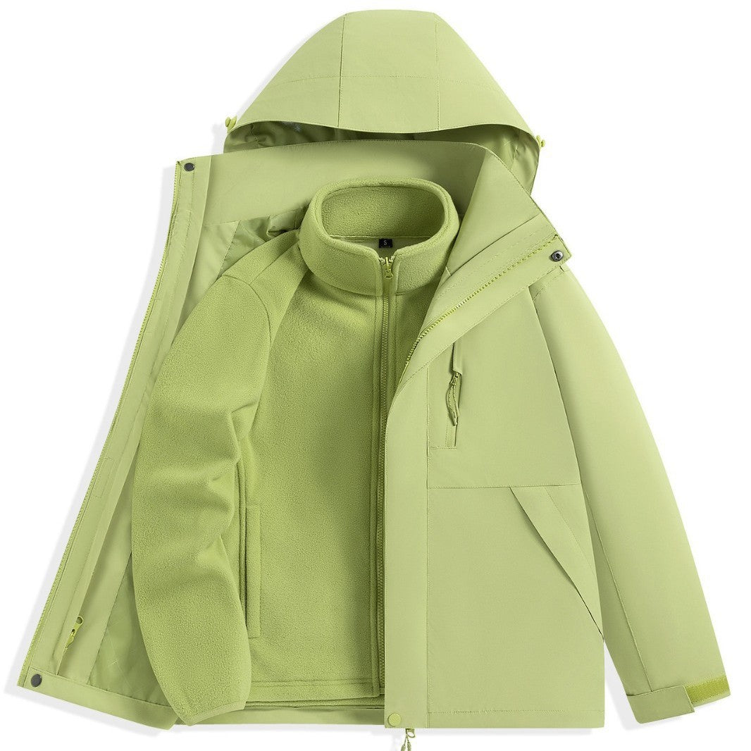 Herren zweilagiger Outdoorparka mit herausnehmbarer Fleece-Innenjacke und Kapuze Drune