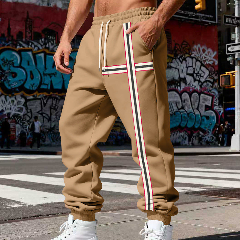 Herren Jogginghose mit seitlichem Tape-Streifen und elastischem Kordelbund Drune