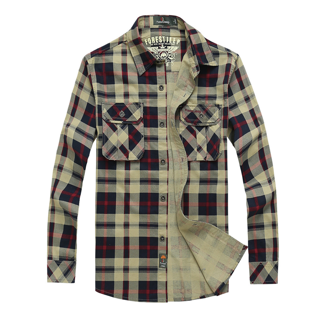 Herren Kariertes Overshirt im Workwear Stil mit aufgesetzten Brusttaschen Drune