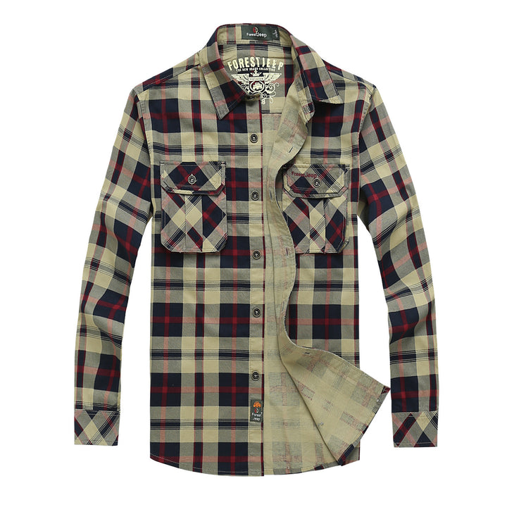 Herren Kariertes Overshirt im Workwear Stil mit aufgesetzten Brusttaschen Drune