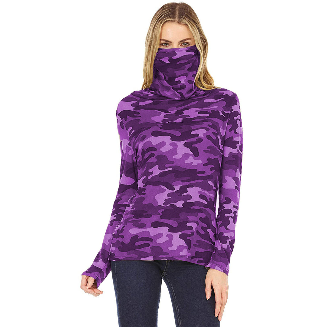 Damen Camouflage-Jersey-Longsleeve mit integriertem Schlauchkragen Drune