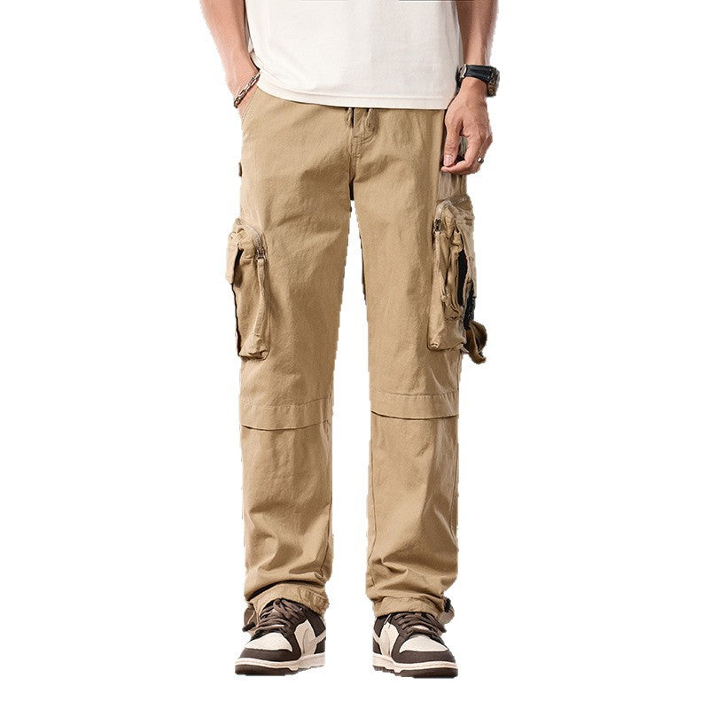 Herren Multifunktionale Cargo‑Hose im Utility‑Style mit großen Klapp‑ und Reißverschlusstaschen, Kordelabschluss und robustem Twill Drune