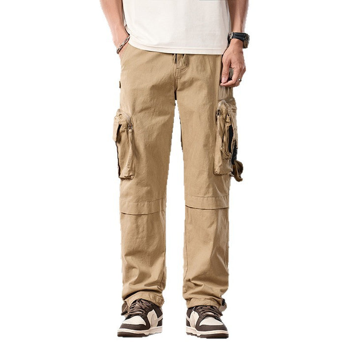 Herren Multifunktionale Cargo‑Hose im Utility‑Style mit großen Klapp‑ und Reißverschlusstaschen, Kordelabschluss und robustem Twill Drune