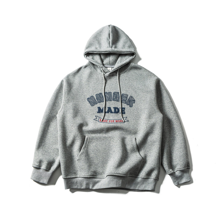 Unisex Oversize-Kapuzenpullover aus schwerer Baumwollmischung mit Frontprint und Kängurutasche Drune