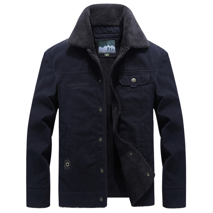 Herren nan robuste Thermo-Canvasjacke im Fieldstil mit Teddyfutter, verdeckter Druckknopfleiste und multifunktionalen Brusttaschen Drune