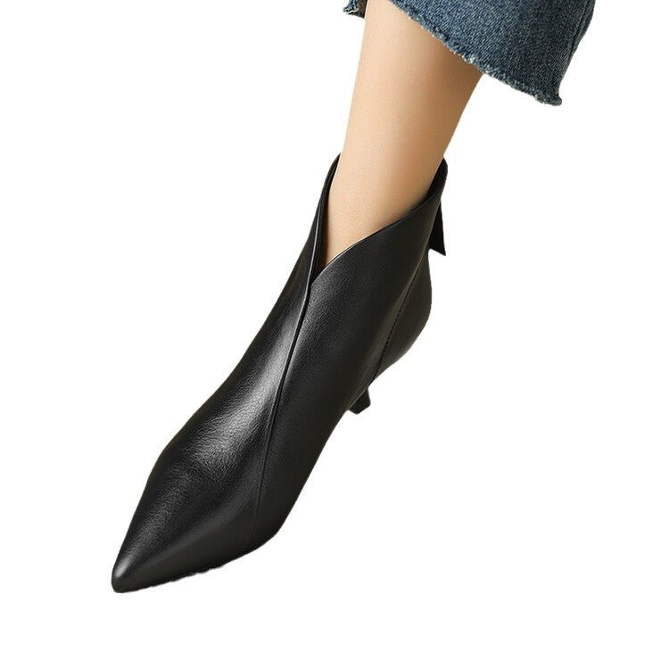 Damen nan spitze knöchelhohe Stiefelette mit niedrigem Pfennigabsatz und seitlichem Reißverschluss Drune