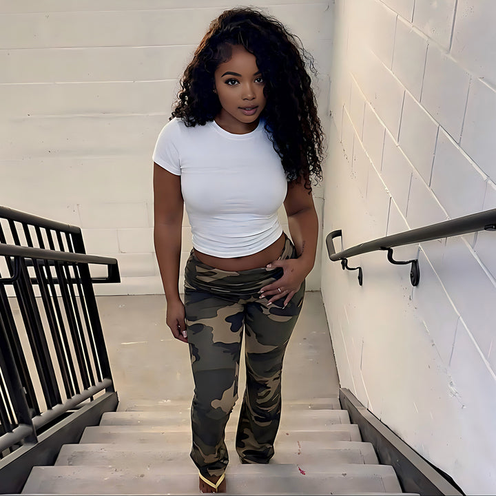 Damen Camouflage-Hose mit elastischem Bund und figurbetontem Schnitt Drune