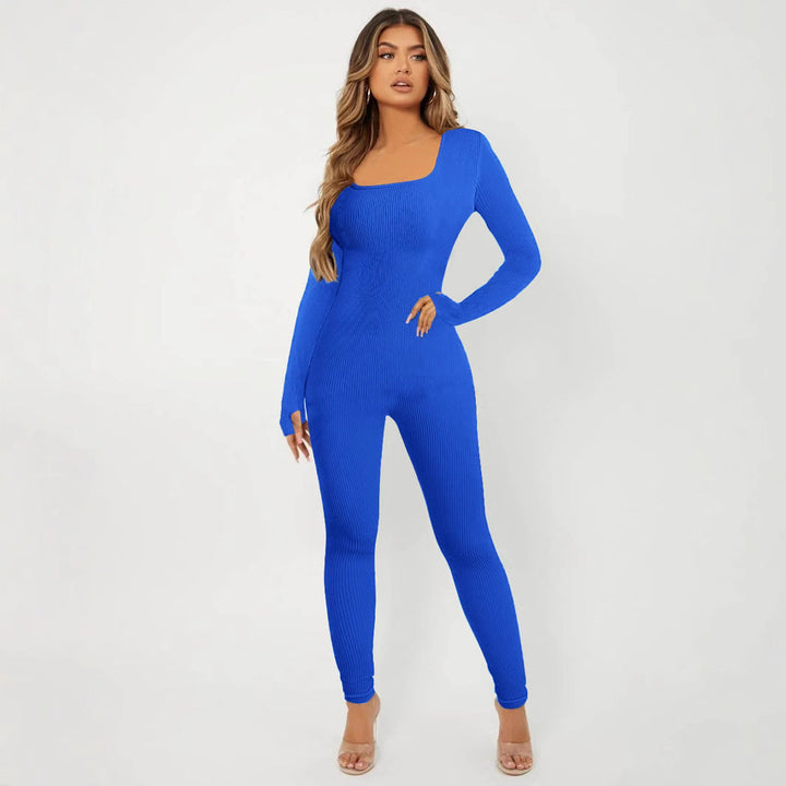 Damen Langarm Jumpsuit im eleganten Rippenmuster Drune