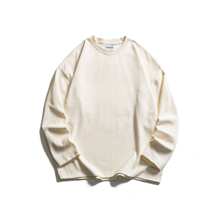 Unisex Grobstrukturierter Waffelstrick-Langarmpullover im Oversize-Schnitt mit Rundhals Drune
