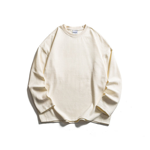 Unisex Grobstrukturierter Waffelstrick-Langarmpullover im Oversize-Schnitt mit Rundhals Drune