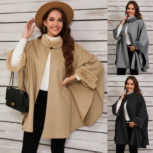 Damen Übergroße Umarmende Poncho mit Kuschelfutter Drune