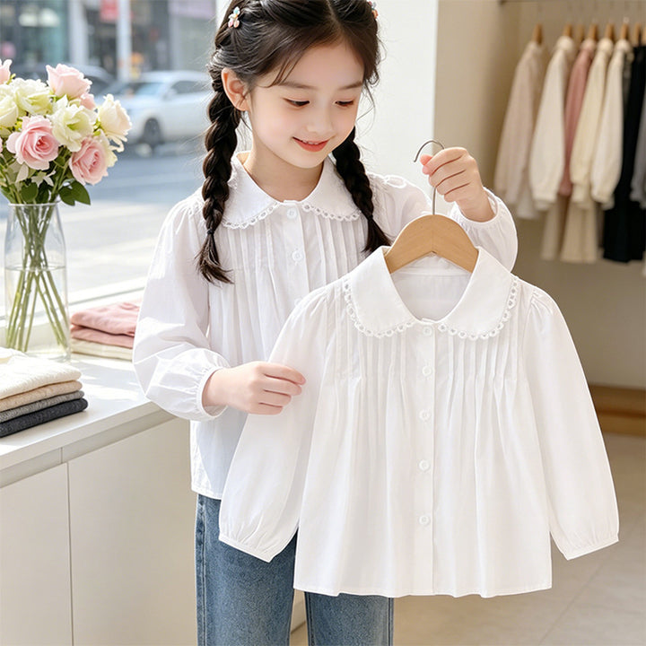 Mädchen Bluse mit Rüschendetails und elegantem Kragen Drune