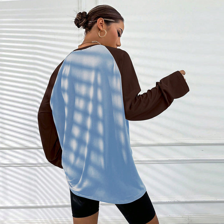 Damen oversized Raglan-Langarmshirt mit weitem Glockenärmel lässiger Silhouette und sportiver Crew-Neck Drune