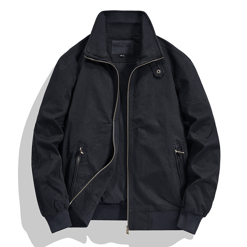 Herren Baumwoll-Canvas-Blouson mit Rippbündchen und Stehkragen Drune