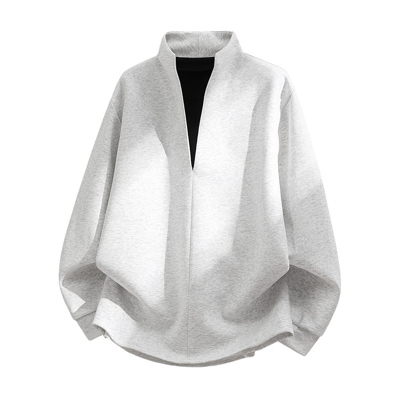 Unisex Oversize-Sweatshirt mit Stehkragen, halber Öffnung und abgerundetem Saum Drune