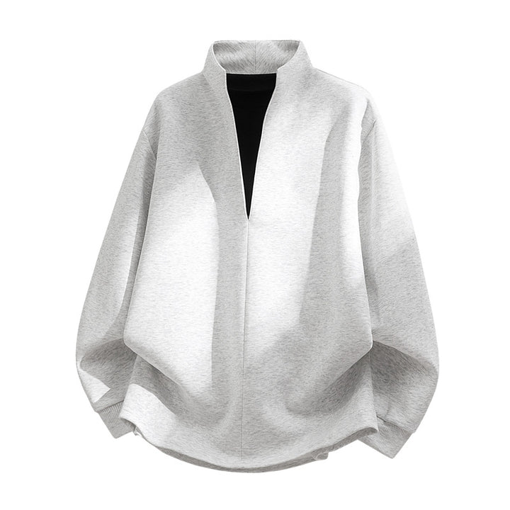 Unisex Oversize-Sweatshirt mit Stehkragen, halber Öffnung und abgerundetem Saum Drune