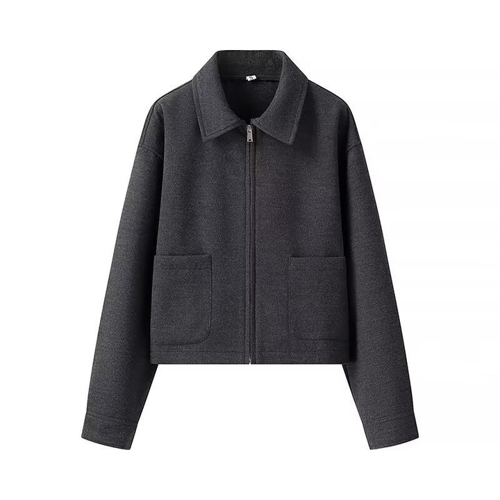 Damen nan gepflegte Cropped‑Blousonjacke im Hemdkragenstil mit verdeckter Reißverschlussfront und großen aufgesetzten Taschen Drune