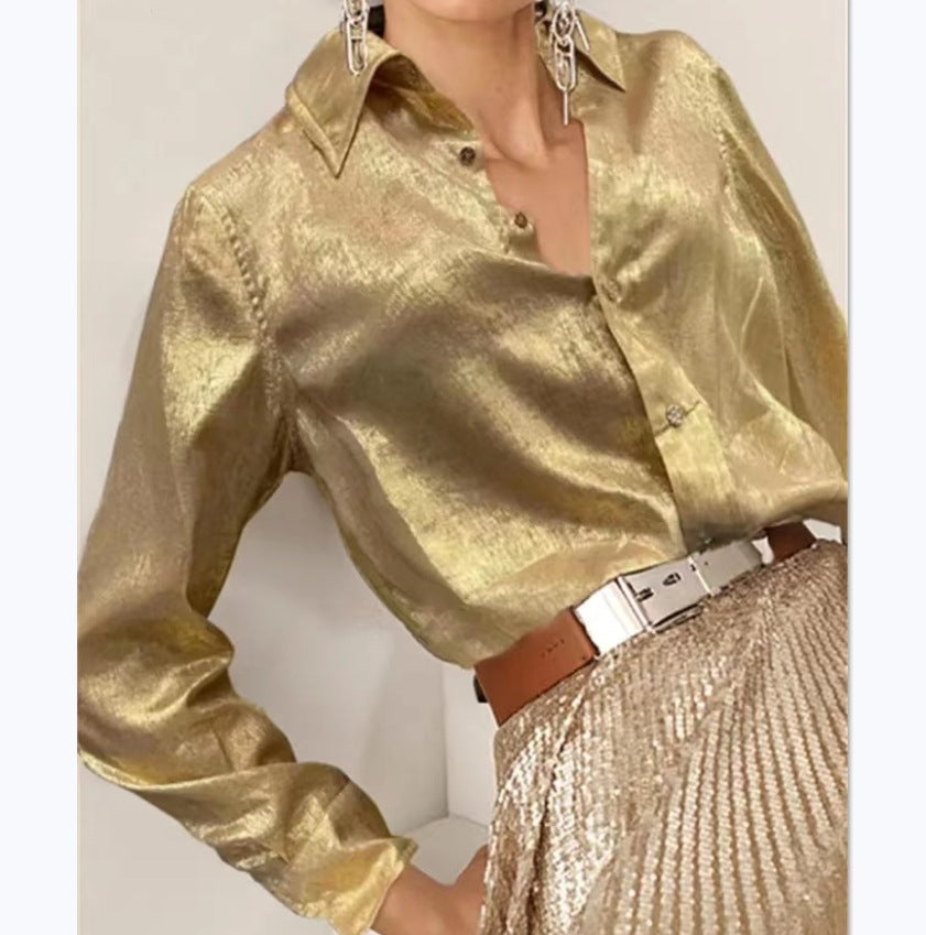 Damen modisches cropped Hemd mit Volantärmeln Drune