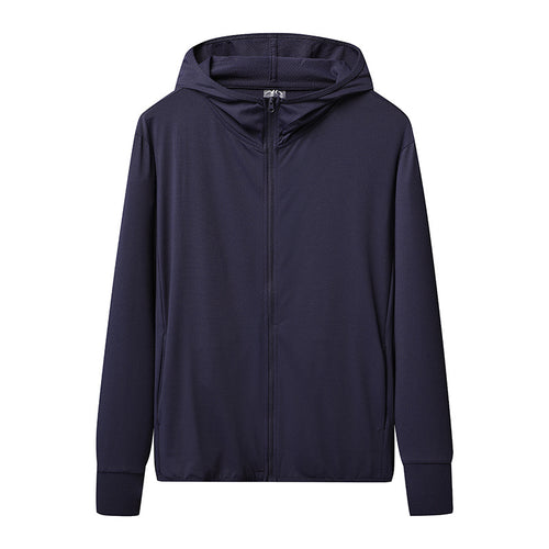 Herren nan ultraleichte UV-Schutz-Kapuzenjacke mit durchgehendem Reißverschluss atmungsaktivem Meshfutter und schnelltrocknender Funktionsfaser Drune
