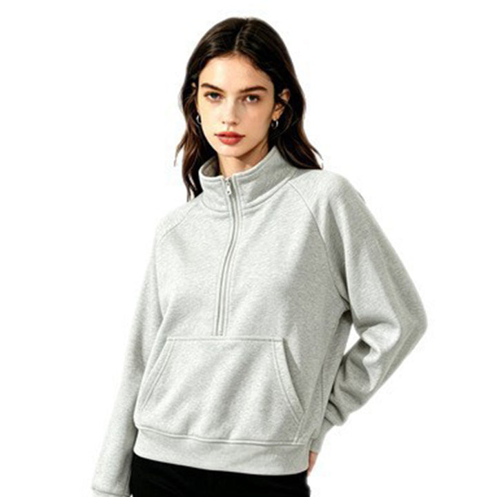 Damen Sportlicher Kapuzenpullover mit Stehkragen Drune