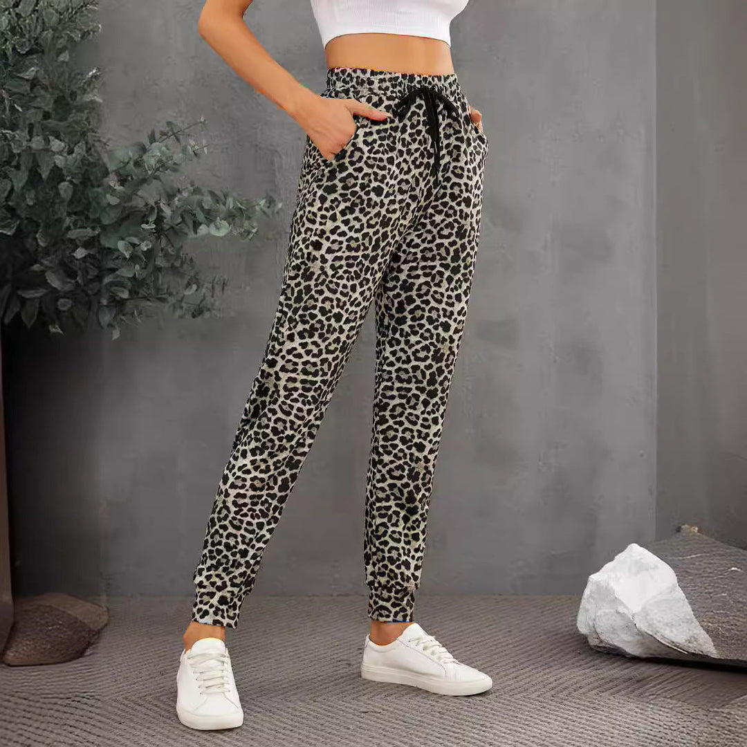 Damen Modische Sporthose im trendigen Leopardenmuster Drune