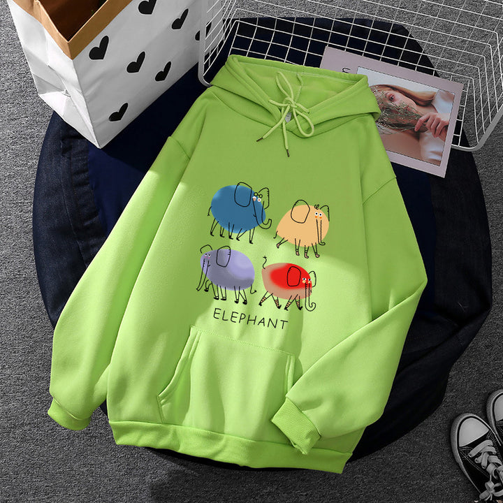 Damen nan Kapuzenpullover mit minimalistischer Grafik, lockerer Oversize-Passform und Kängurutasche Drune