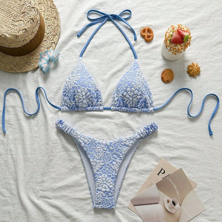 Damen Blumendekorierter Triangel-Bikini Drune
