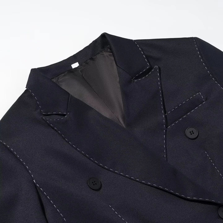 Damen nan doppelt geknöpfter Blazer mit dekorativer Steppnaht und Pattentaschen Drune