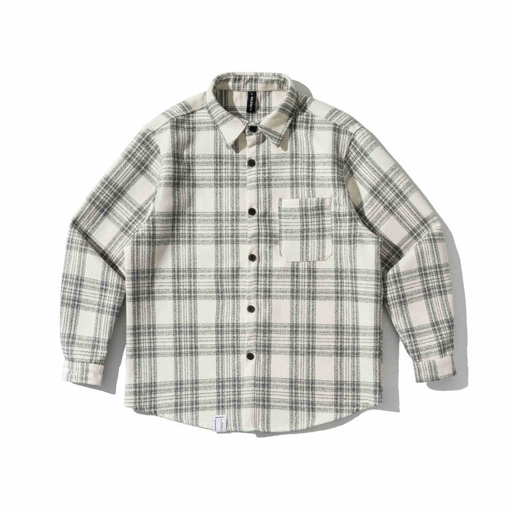 Herren Kariertes Teddy-Fleece Overshirt mit Brusttasche Drune
