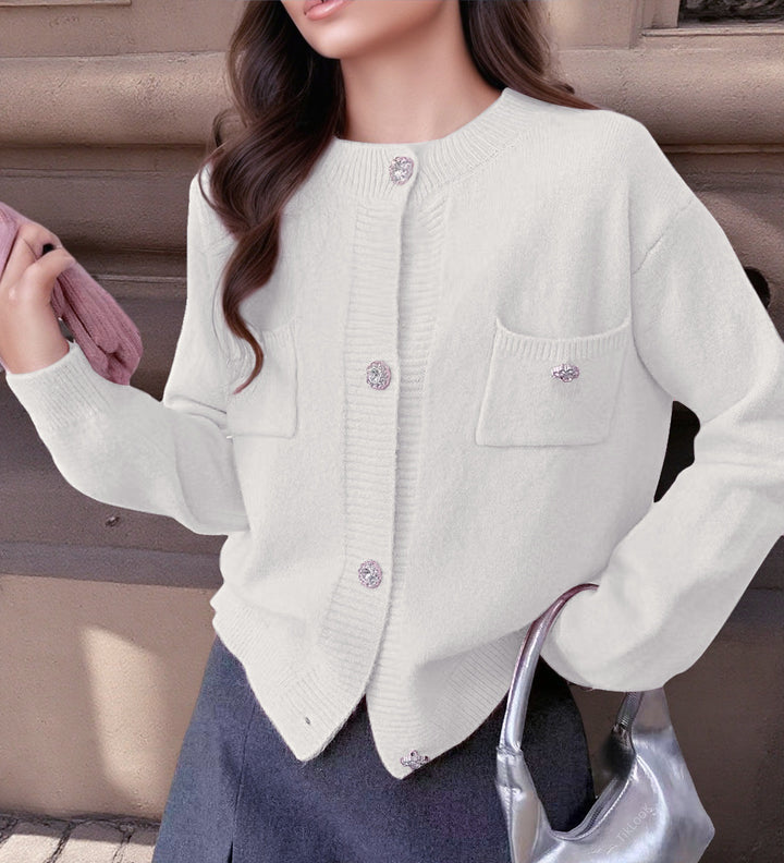 Damen Strickjacke mit eleganten Knopfdetails und praktischen Taschen Drune