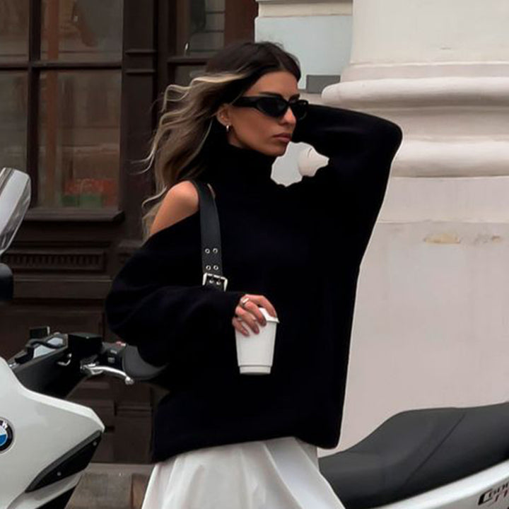 Damen Modischer Rollkragenpullover mit lässigem Schnitt Drune