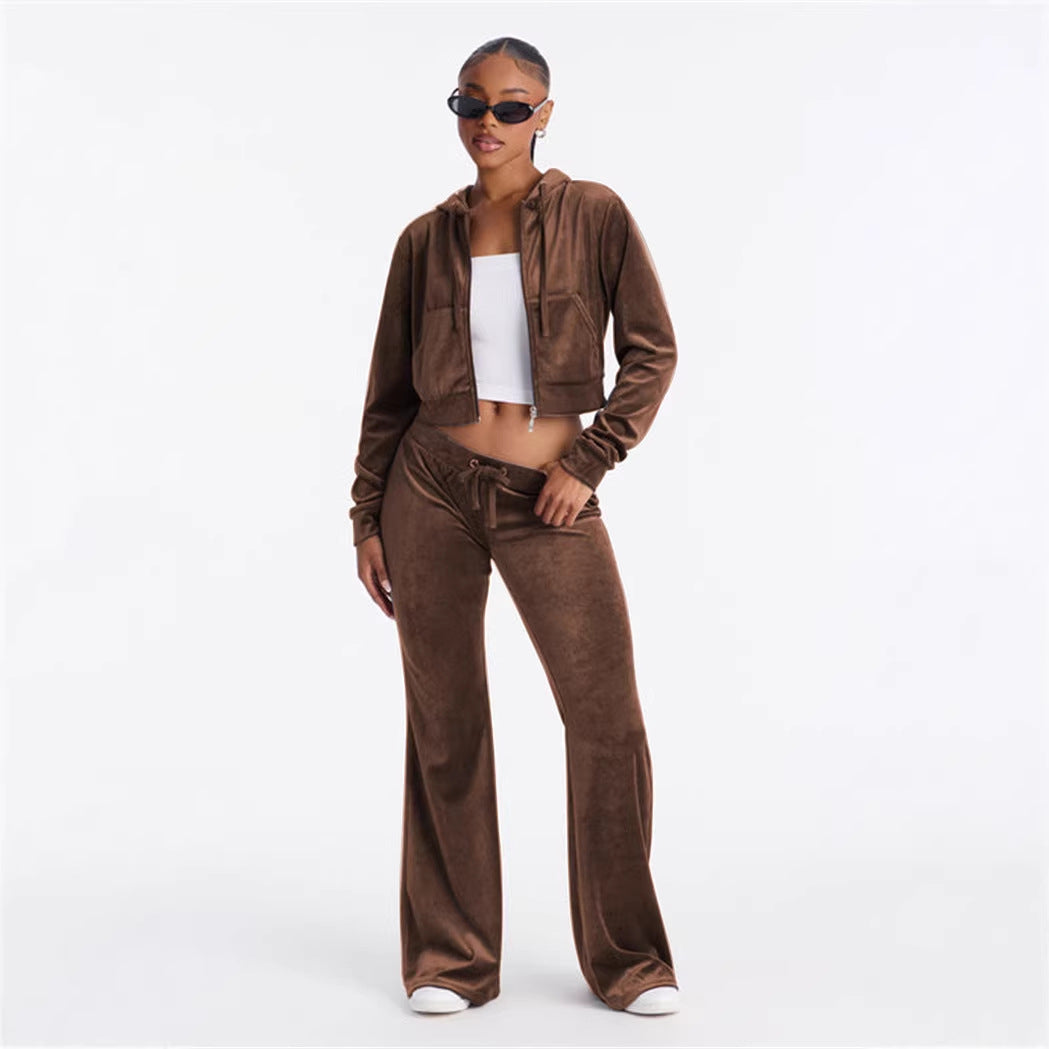 Damen cropped Kapuzenjacke mit stylischem Reißverschluss und praktischen Taschen