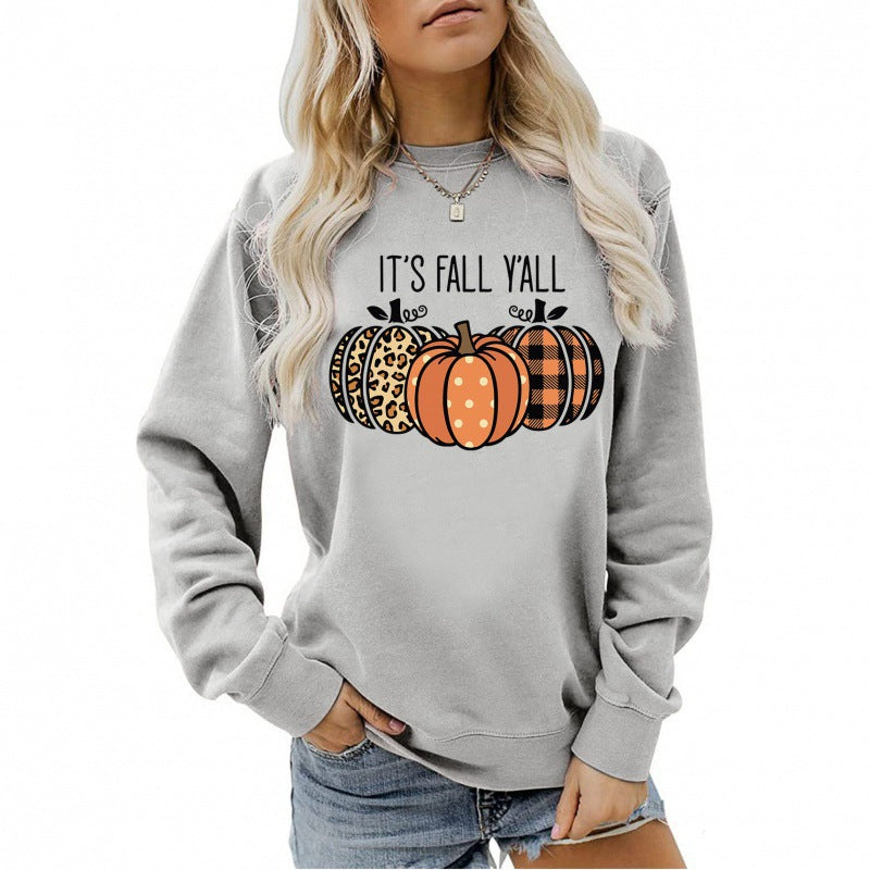 Damen nan lässiges Herbst Sweatshirt mit Kürbismotiv und Rundhalsausschnitt Drune
