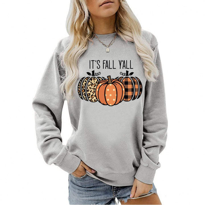 Damen nan lässiges Herbst Sweatshirt mit Kürbismotiv und Rundhalsausschnitt Drune