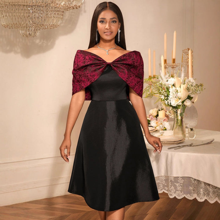 Damen Elegantes Abendkleid mit abnehmbarem Umhang Drune