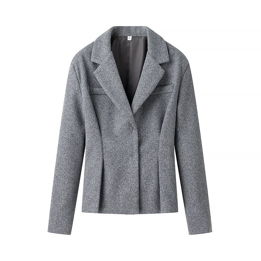 Damen Elegantes zweiteiliges Wollmix-Blazer- und Midirock-Set mit ausgestelltem Midirock Drune
