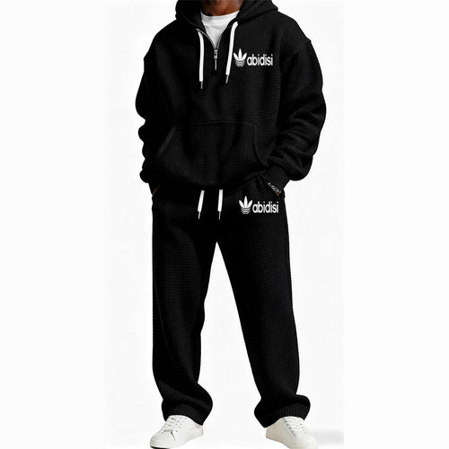 Herren Trendiger Kapuzenpullover mit praktischem Reißverschluss und bequemer Jogginghose Drune
