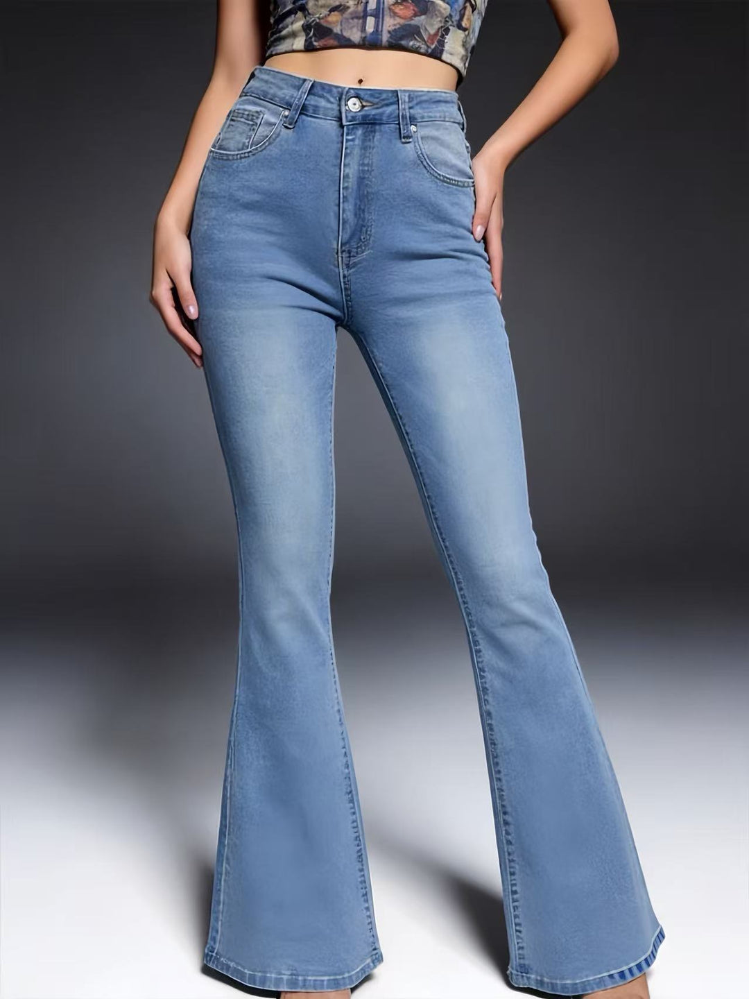Damen nan hochtaillierte Schlagjeans mit figurformender Passform und weitem ausgestelltem Bein Drune