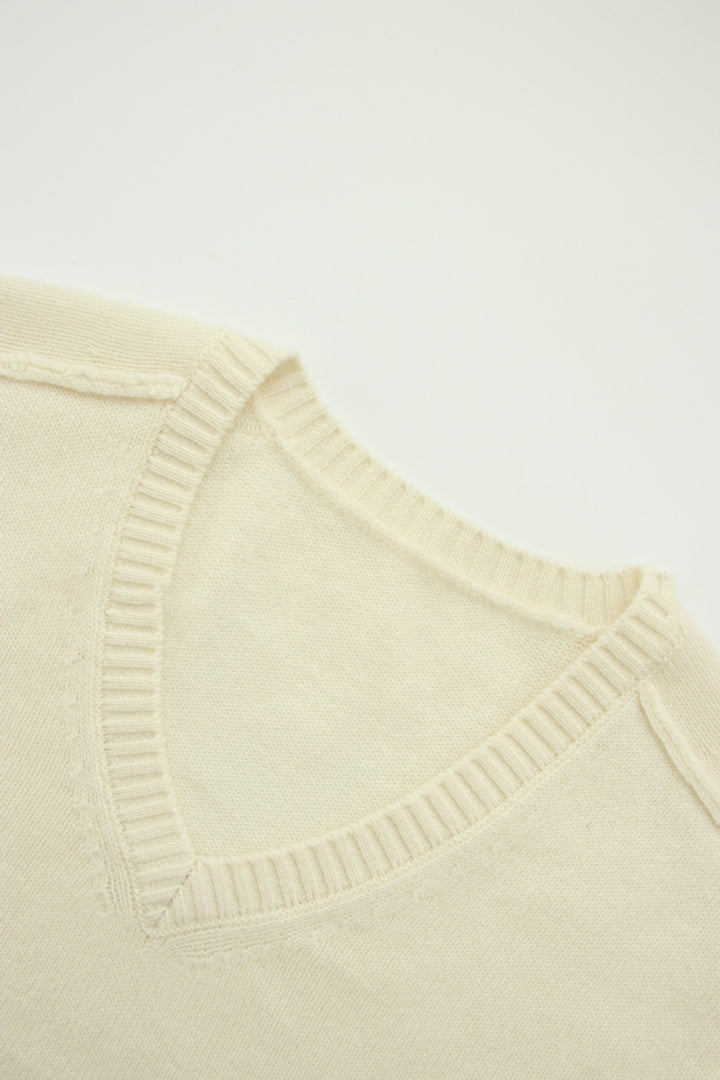 Damen feiner V-Ausschnitt Pulli aus hochwertiger Wolle Drune