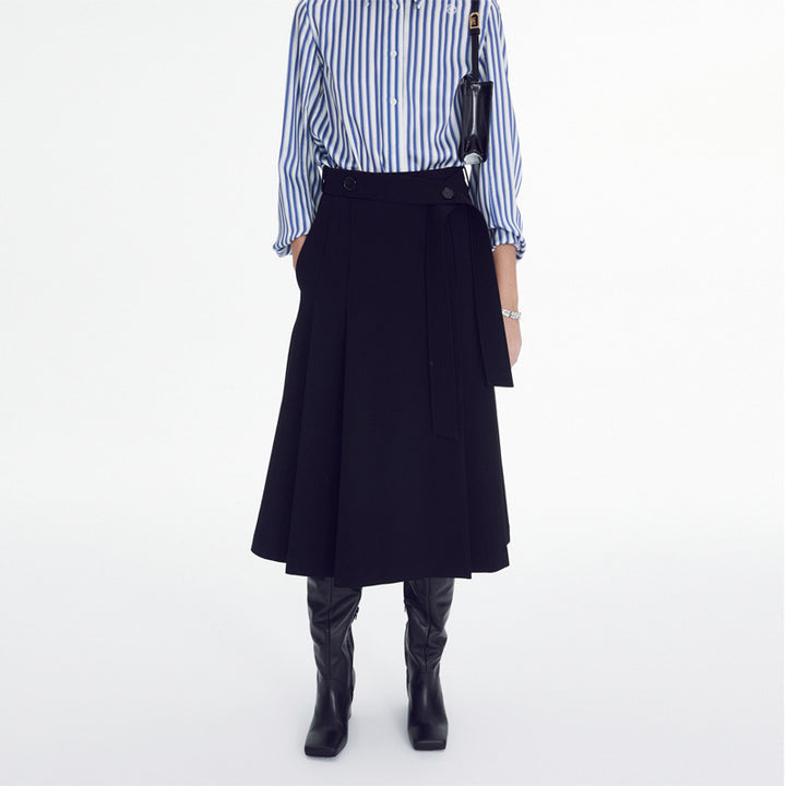 Damen Elegante Bluse mit feinen Streifen und modischer Knopfleiste Drune
