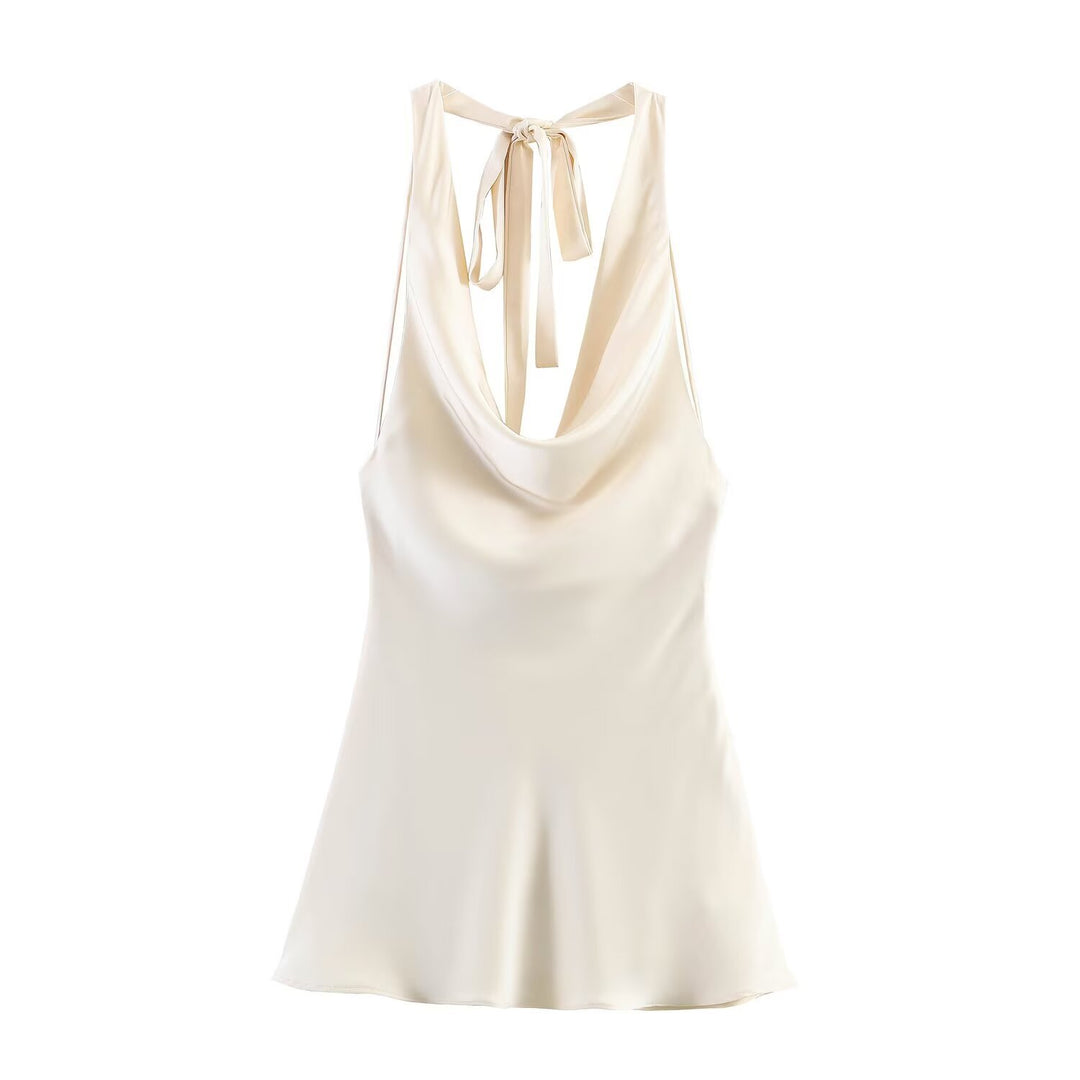 Damen Chic Haltertop aus hochwertigem Satin Drune