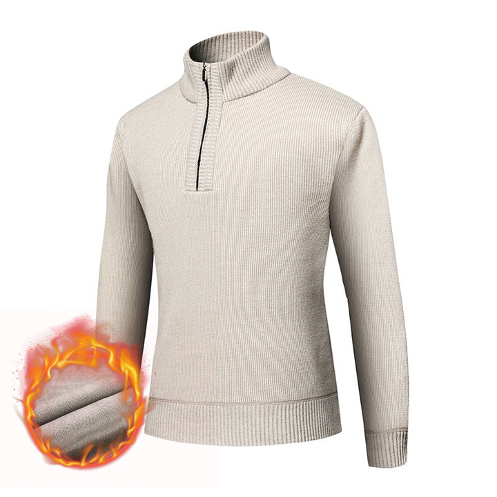 Herren Thermo-gefütterter Halbzip-Pullover mit Stehkragen und wärmender Fleece-Innenseite Drune