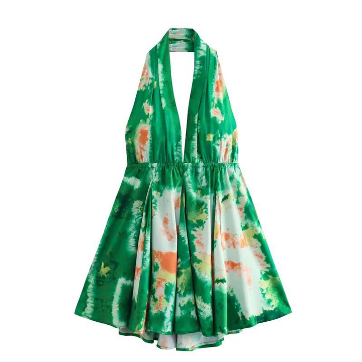 Damen Halterneck Kleid mit fließendem Rock Drune