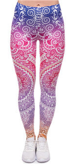 Damen Mandala-Ombre Leggings mit hohem Bund und formendem Stretch Drune