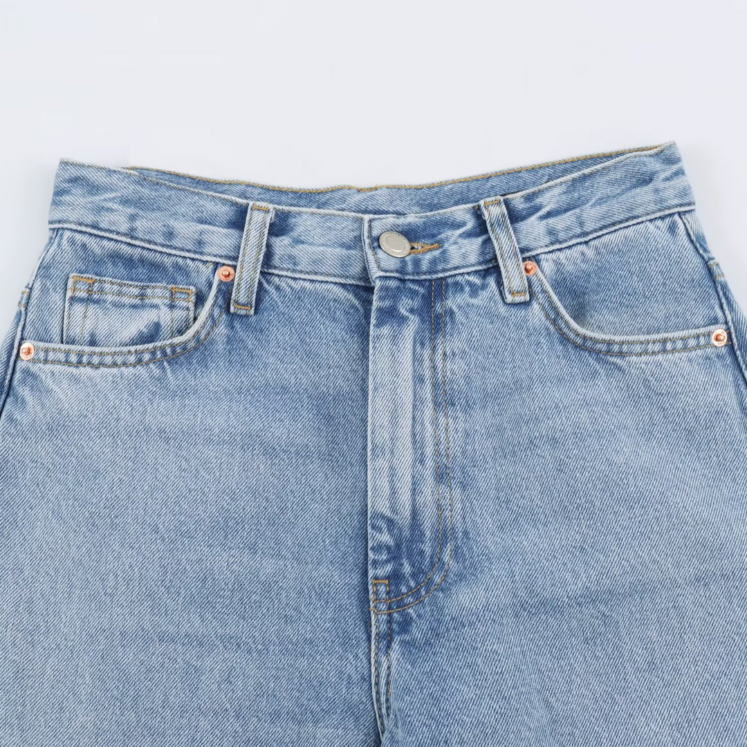 Damen Hochgeschnittene Relaxed-Jeans mit konischem Bein Drune