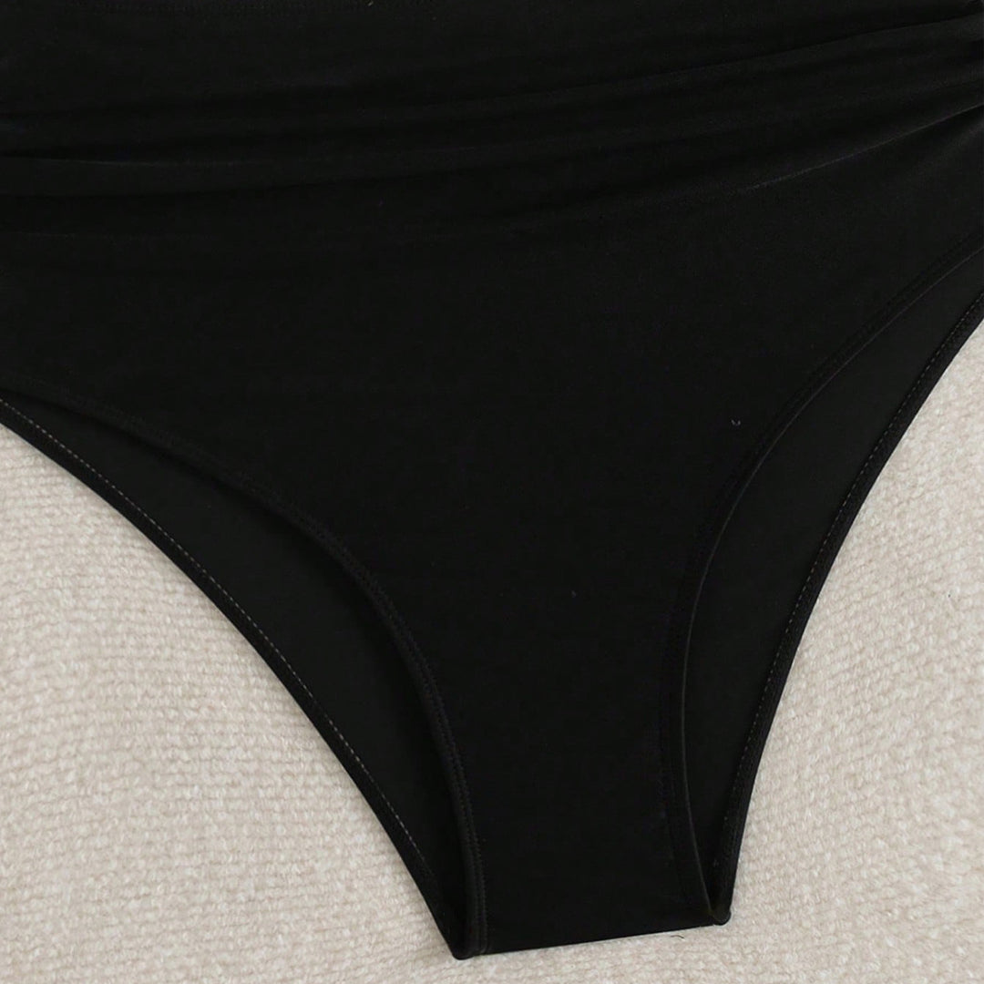 Damen Hochgeschnittener Bikini mit gestreiften Crop-Oberteil Drune