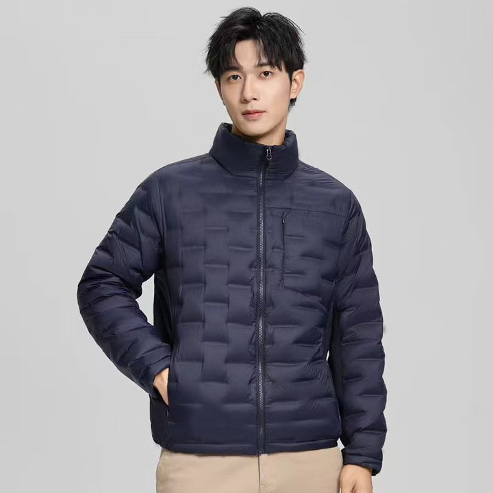 Herren leichte gesteppte Thermo-Daunenjacke mit Stehkragen und Brusttasche Drune