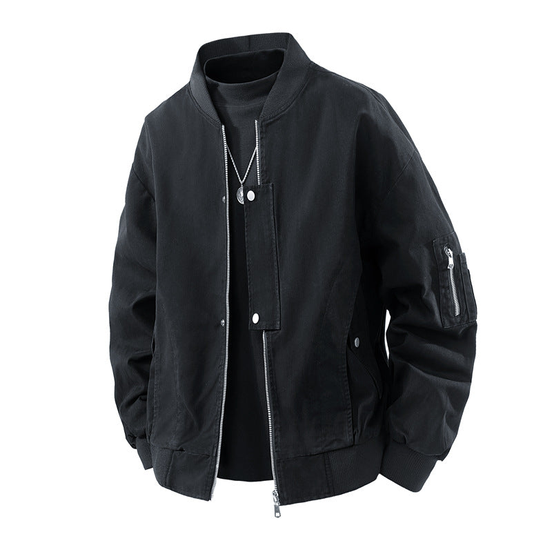 Herren Boxy-Bomberjacke im Utility-Look mit Ärmel-Reißverschluss & Rippbündchen Drune