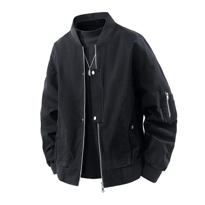 Herren Boxy-Bomberjacke im Utility-Look mit Ärmel-Reißverschluss & Rippbündchen Drune