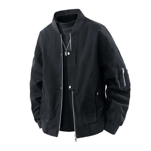 Herren Boxy-Bomberjacke im Utility-Look mit Ärmel-Reißverschluss & Rippbündchen Drune
